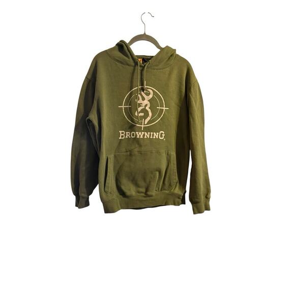 Browning Hoodie Men’s Small Green Camo Logo Hunting Outdoor Pullover Sweatshirt - Picture 1 of 5
